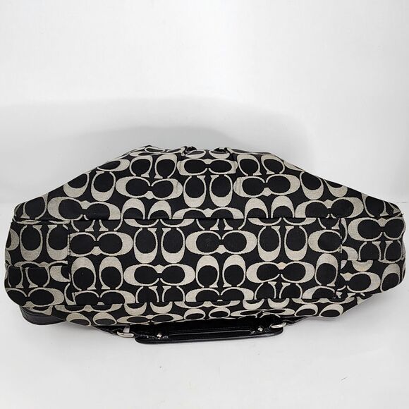 Coach Black Ashley Satchel Shoulder Bag Sateen Pleated Handbag Purse Pocketbook - Picture 13 of 16